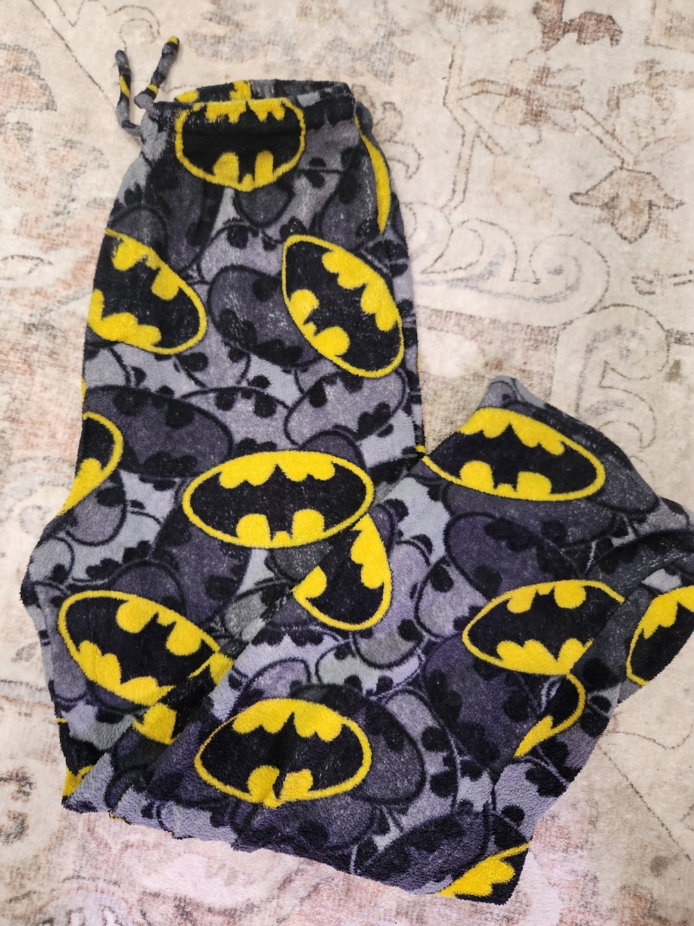 Batman Gray and Yellow Fleece Jogger Pants